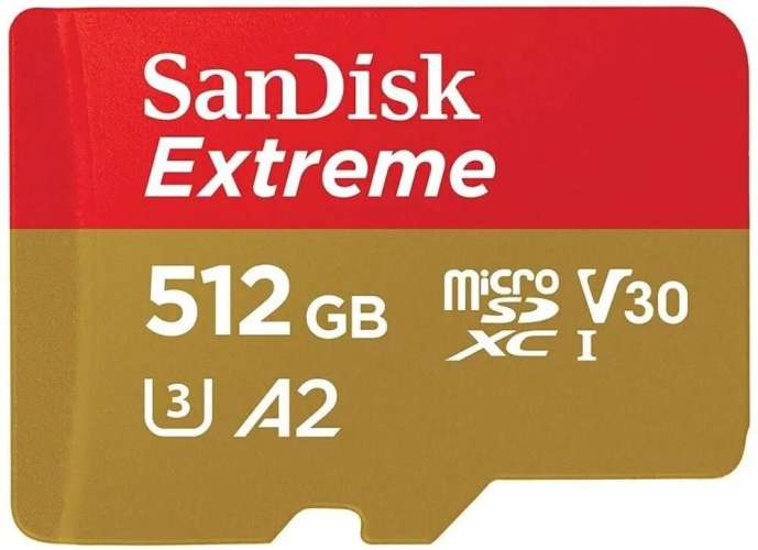 Карта памяти microSDXC UHS-I U3 Sandisk Extreme 512 ГБ, 190 МБ/с, Class 10, SDSQXAV-512G-GN6MN,  1 шт., переходник SD