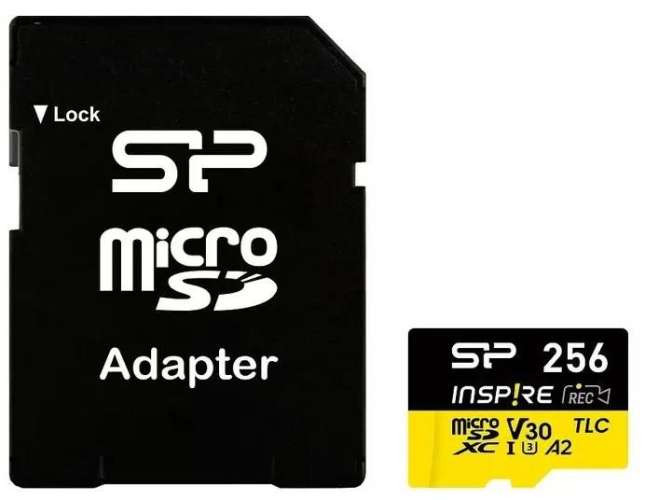 Карта памяти microSDXC UHS-I U3 Silicon Power Inspire 256 ГБ, 170 МБ/с, Class 10, SP256GBSTXLA2V1NSP,  1 шт., с адаптером