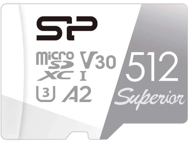 Карта памяти microSDXC UHS-I U3 Silicon Power Superior 512 ГБ, 100 МБ/с, Class 10, SP512GBSTXDA2V20,  1 шт., без адаптера
