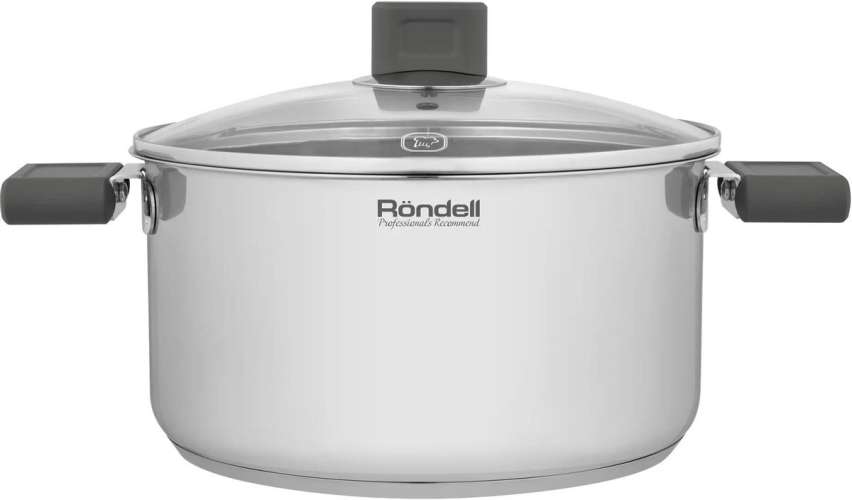 Кастрюля 5.1л Rondell Quadro RDS-1597,  нержавеющая сталь, с крышкой