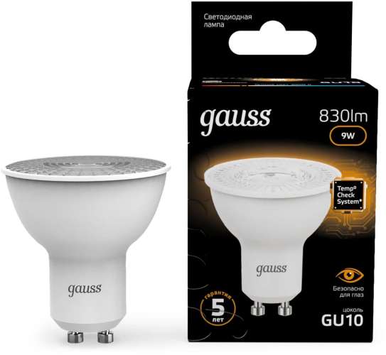 Лампа LED GAUSS GU10,  рефлектор, 9Вт, 101506109, 10 шт.