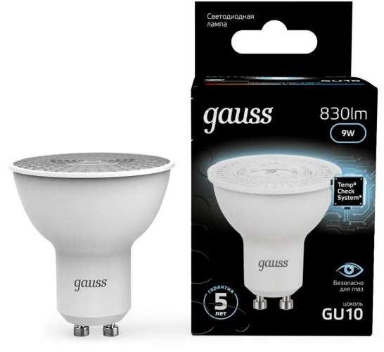 Лампа LED GAUSS GU10,  рефлектор, 9Вт, 101506209, 10 шт.