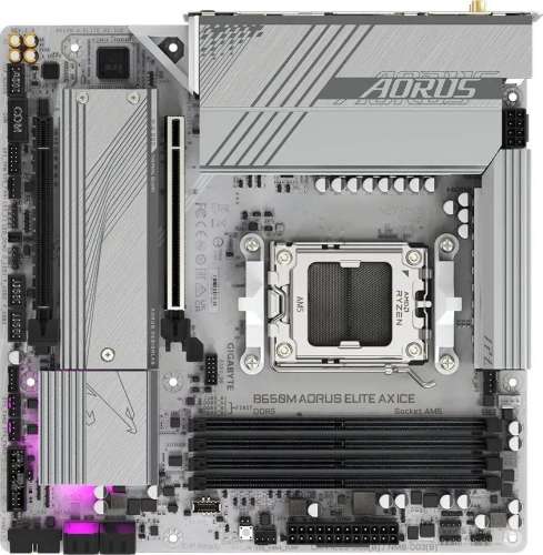 Материнская плата GIGABYTE B650M A ELITE AX ICE, SocketAM5, AMD B650, mATX, Ret