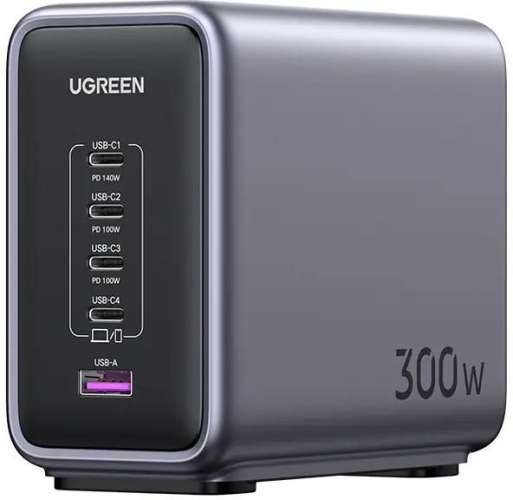 Сетевое зарядное устройство UGREEN CD333,  USB + 4х USB type-C,  300Вт,  5A,  серый