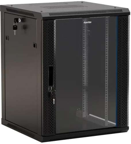 Шкаф коммутационный Hyperline TWB-2766-GP-RAL9004 настенный,  стеклянная передняя дверь,  27U,  600x1304x600 мм
