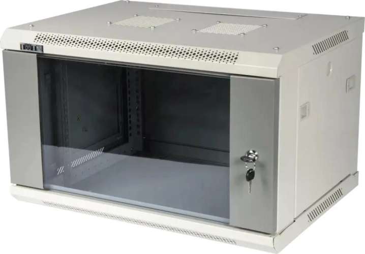 Шкаф коммутационный LanMaster TWT-CBWPG-12U-6X6-GY настенный,  стеклянная передняя дверь,  12U,  600x600 мм