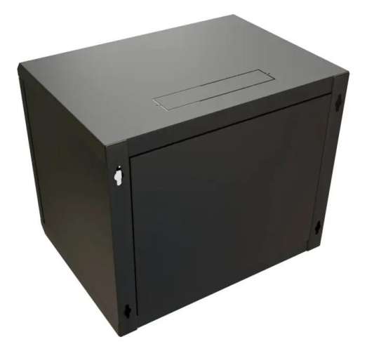 Шкаф коммутационный WRLINE WR-TW-1566-SR-RAL9004 настенный,  металлическая передняя дверь,  15U,  600x775x600 мм