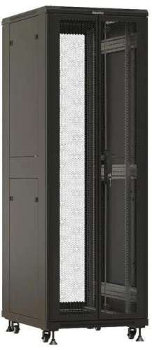 Шкаф серверный Hyperline TTBR-3761-DD-RAL9004 напольный,  перфорированная двустворчатая передняя дверь,  37U,  600x1833x1000 мм
