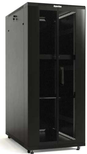 Шкаф серверный Hyperline TTBR-4262-DD-RAL9004 напольный,  перфорированная двустворчатая передняя дверь,  42U,  600x2055x1200 мм