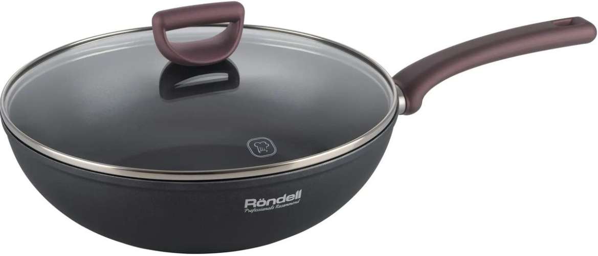 Сковорода ВОК (WOK) Rondell Fest RDA-1527, 28см, с крышкой,  антипригарное покрытие, алюминиевая