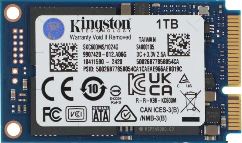SSD накопитель Kingston KC600 SKC600MS/1024G 1ТБ, mSATA, mSATA,  mSATA