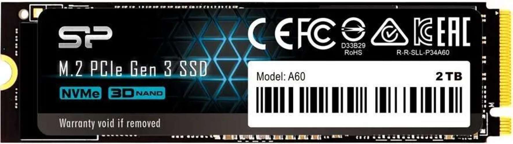 SSD накопитель Silicon Power M-Series SP002TBP34A60M28 2ТБ, M.2 2280, PCIe 3.0 x4,  NVMe,  M.2