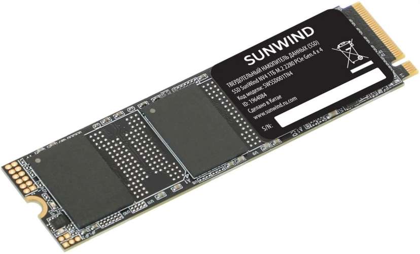 SSD накопитель SunWind NV4 SWSSD001TN4 1ТБ, M.2 2280, PCIe 4.0 x4,  NVMe,  M.2,  rtl