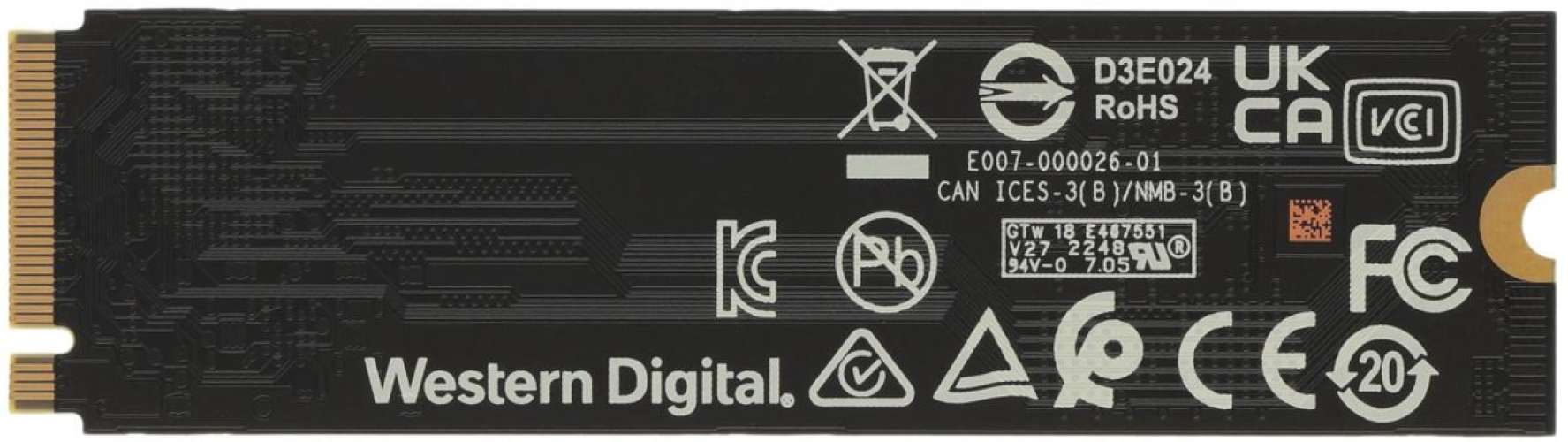 SSD накопитель WD Black SN770 WDS200T3X0E 2ТБ, M.2 2280, PCIe 4.0 x4,  NVMe,  M.2
