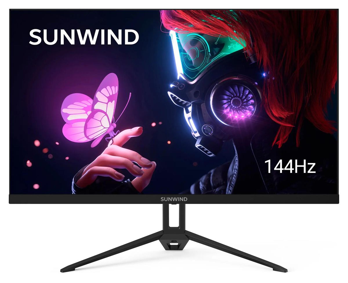 27" Монитор SunWind SUN-M27BA108,  2560x1440,  IPS,  144Гц,  3хHDMI,  1хDP,  черный