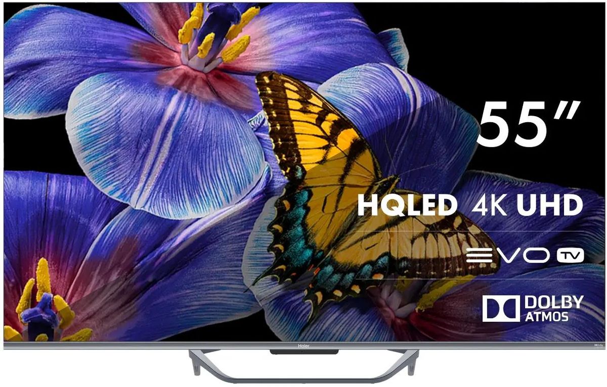 55" Телевизор HAIER Smart TV S4, QLED, 4K Ultra HD, серый, СМАРТ ТВ, Android TV