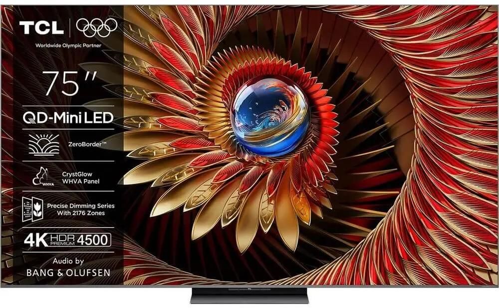 75" Телевизор TCL 75C8K, QLED, 4K Ultra HD, черный, СМАРТ ТВ, Google TV