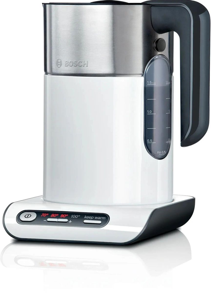Чайник электрический Bosch TWK8611P, 2400Вт, белый и серебристый