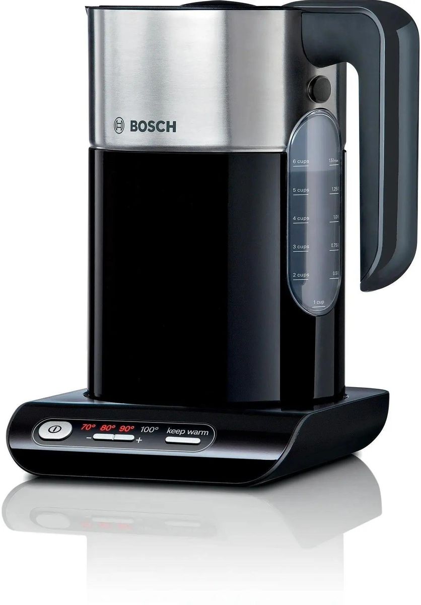 Чайник электрический Bosch TWK8613P, 2400Вт, черный и серебристый