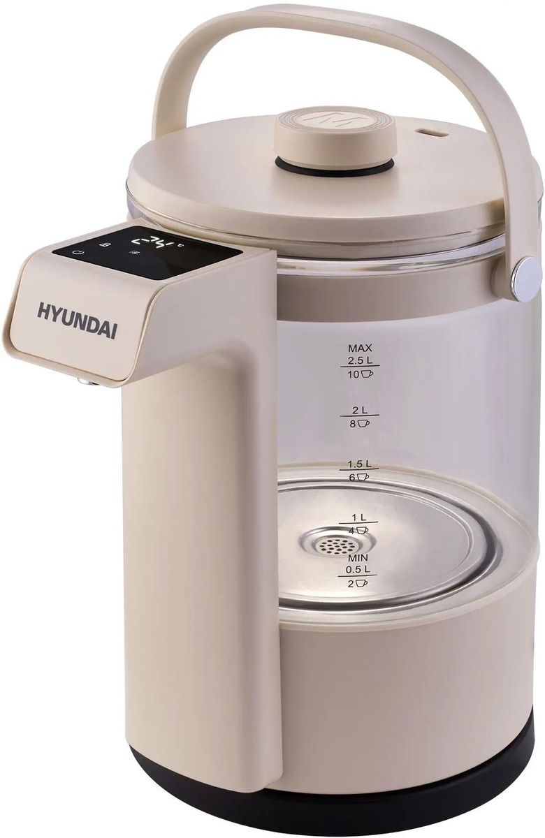 Чайник электрический Hyundai HYK-G7700, 1400Вт, кремовый и черный
