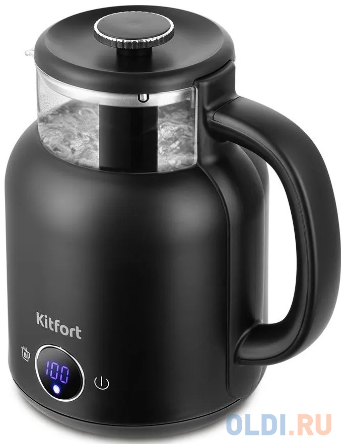 Чайник электрический KitFort КТ-6725, 1200Вт, черный