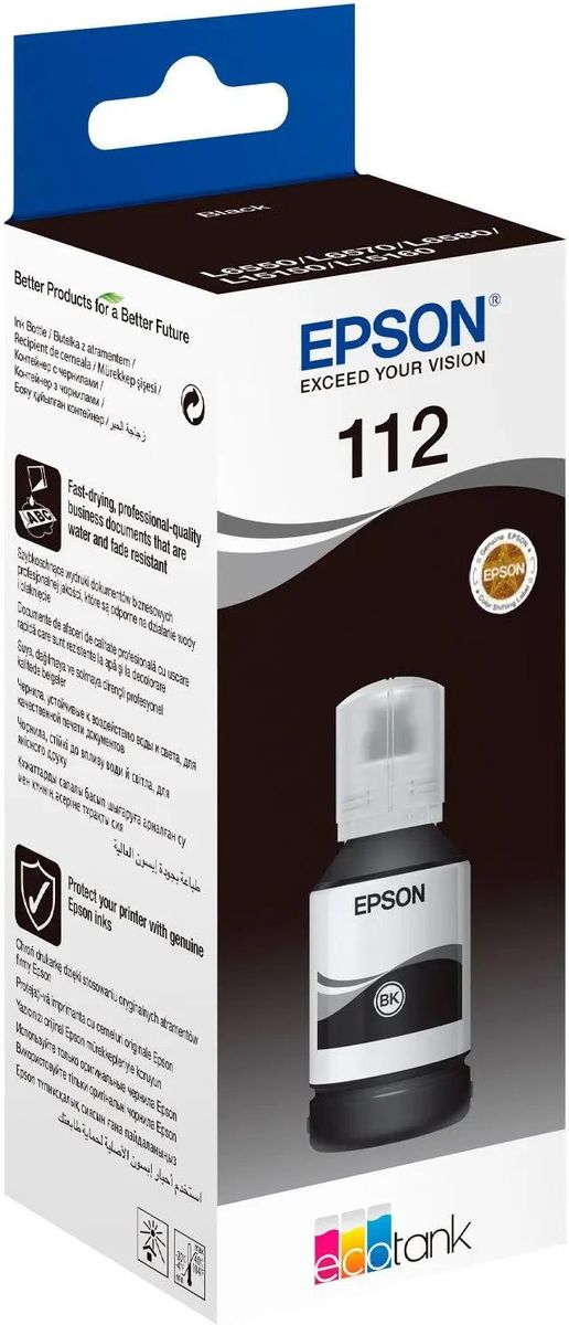 Чернила Epson 112 C13T06C14A, для Epson, 127мл, черный