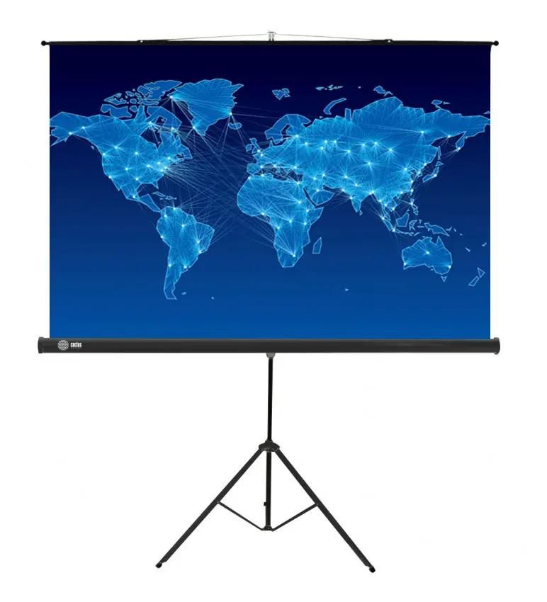 Экран Cactus Triscreen CS-PST-150x150,  150х150 см, 1:1,  напольный черный