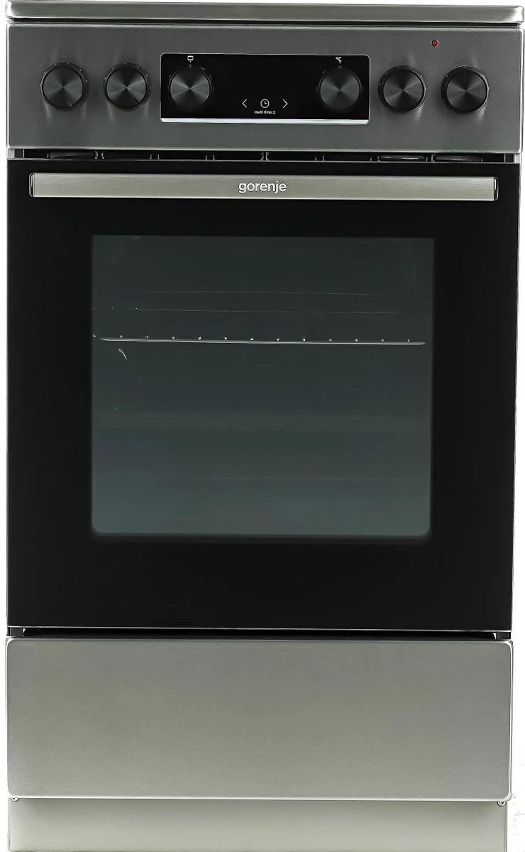 Электрическая плита Gorenje GECS5C70XA,  стеклокерамика,  без крышки,  нержавеющая сталь/черный