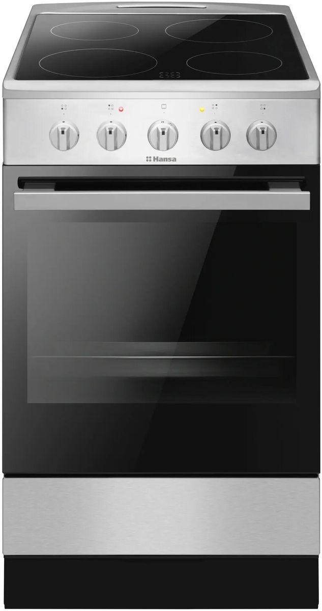 Электрическая плита Hansa FCCS53042H,  стеклокерамика,  электрическая,  без крышки,  серебристый/черный