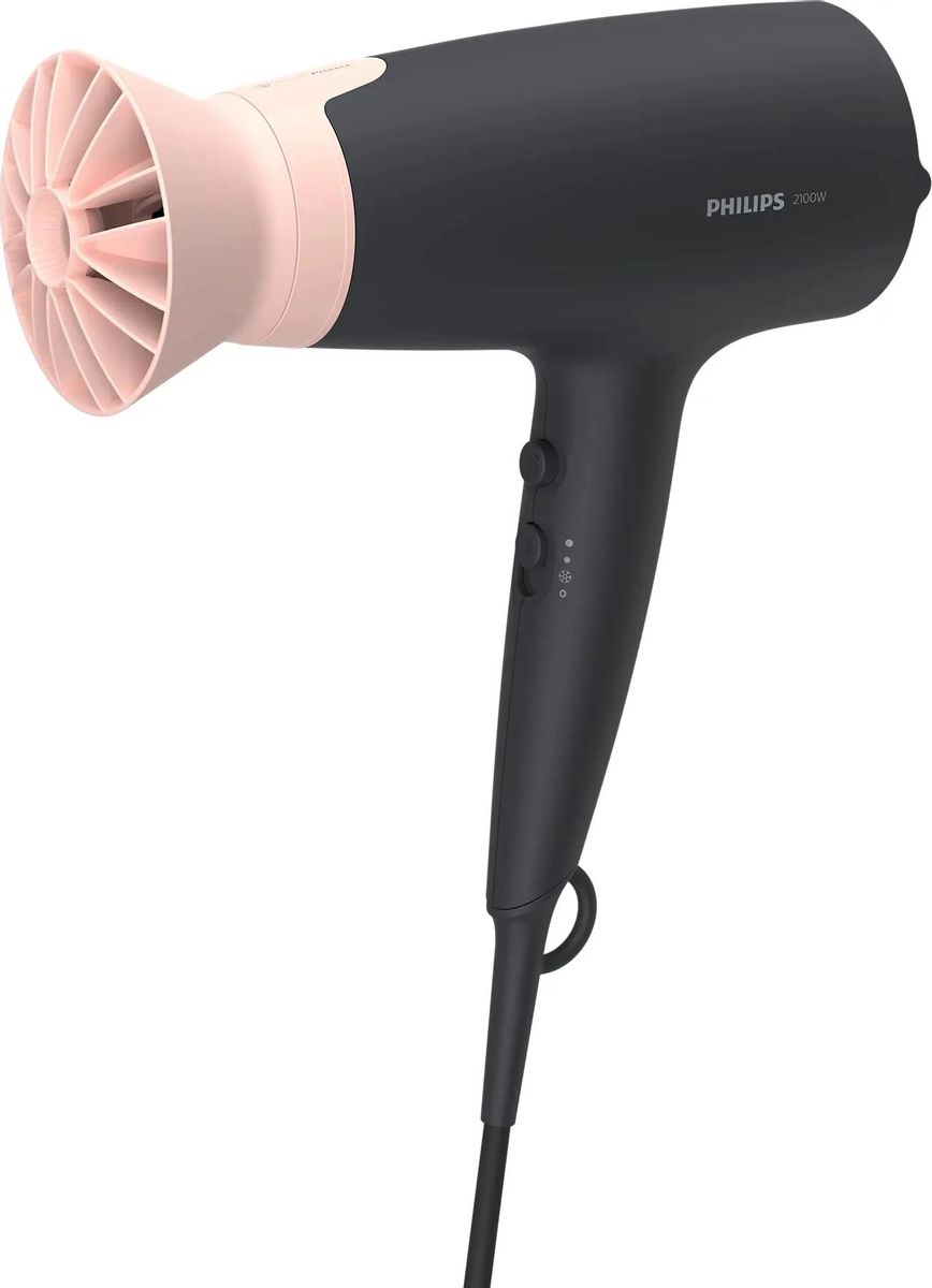 Фен Philips BHD350/10, 2100Вт, черный и розовый