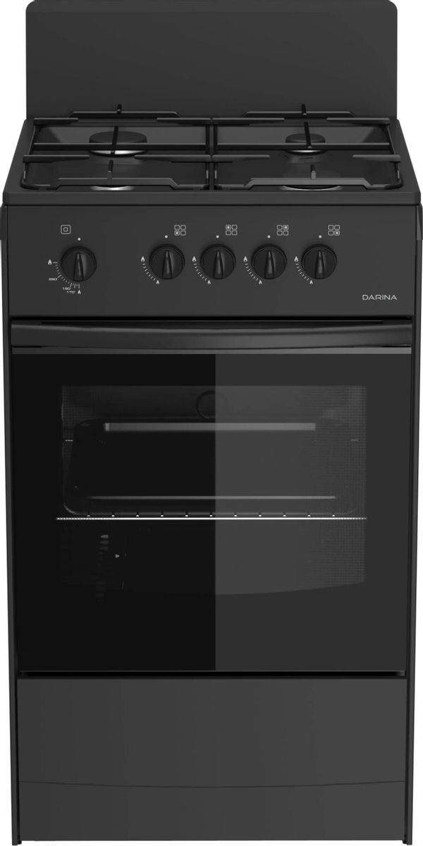 Газовая плита Darina S GM 441 001 At,  газовая духовка,  без крышки,  сталь, антрацит и черный
