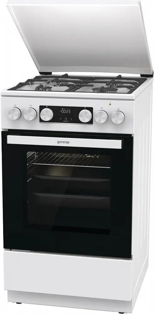 Газовая плита Gorenje GK5C42WF-B,  электрическая духовка,  металлическая крышка,  чугун, белый