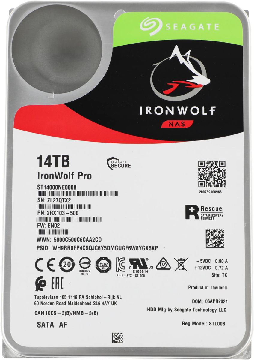 Жесткий диск Seagate Ironwolf Pro ST14000NE0008,  14ТБ,  HDD,  SATA III,  3.5"