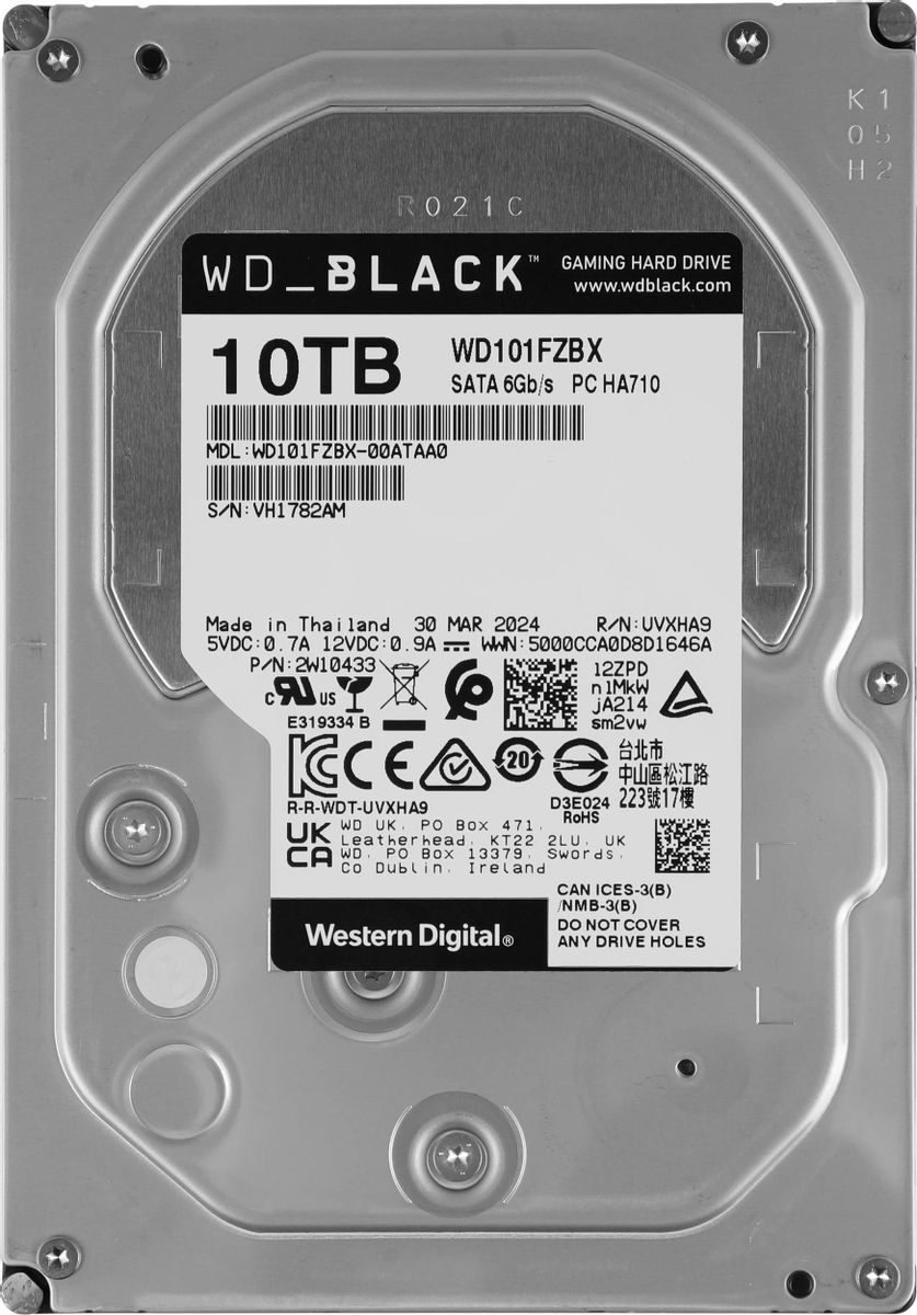 Жесткий диск WD Black WD101FZBX,  10ТБ,  HDD,  SATA III,  3.5"