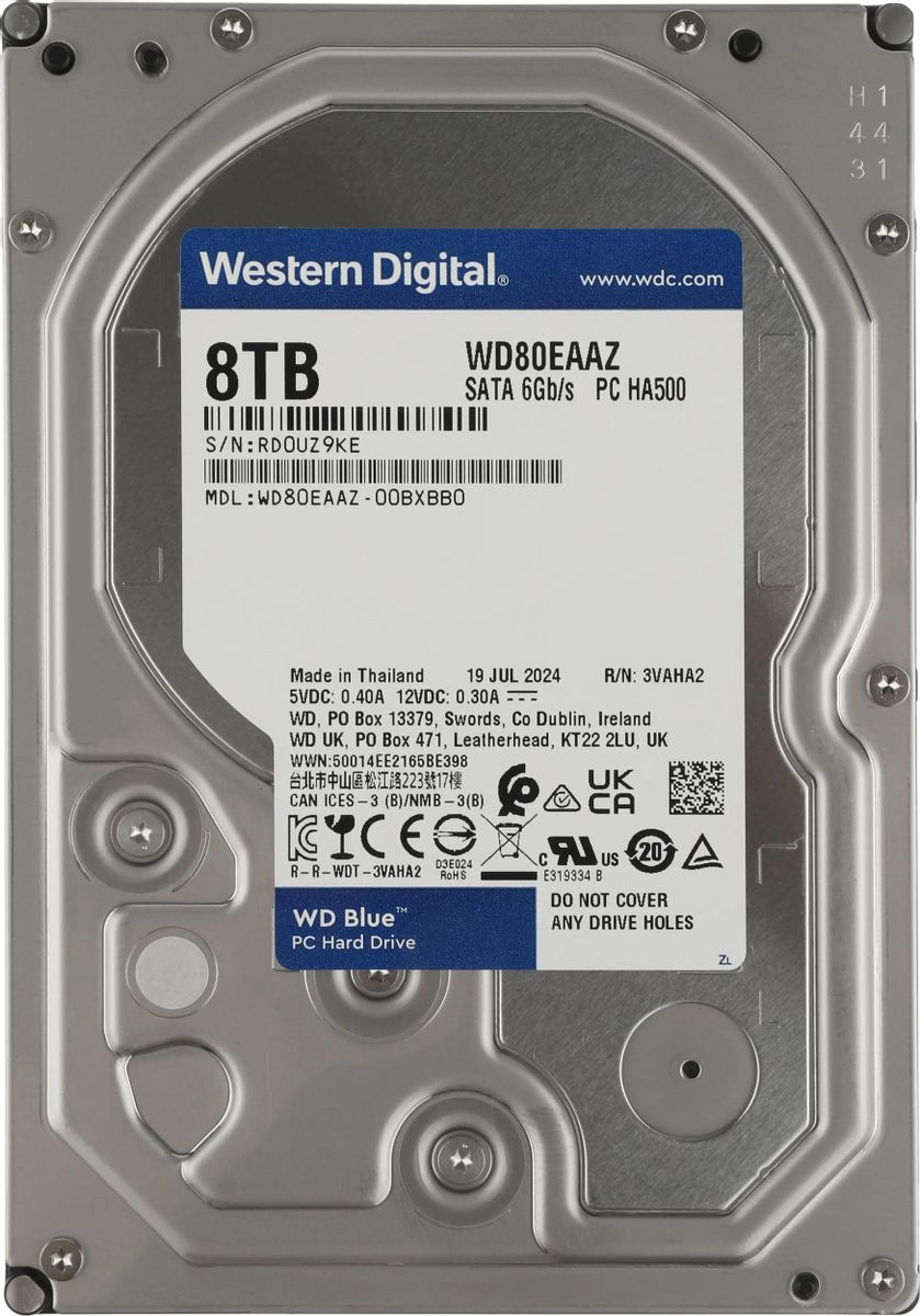 Жесткий диск WD Blue WD80EAAZ,  8ТБ,  HDD,  SATA III,  3.5"