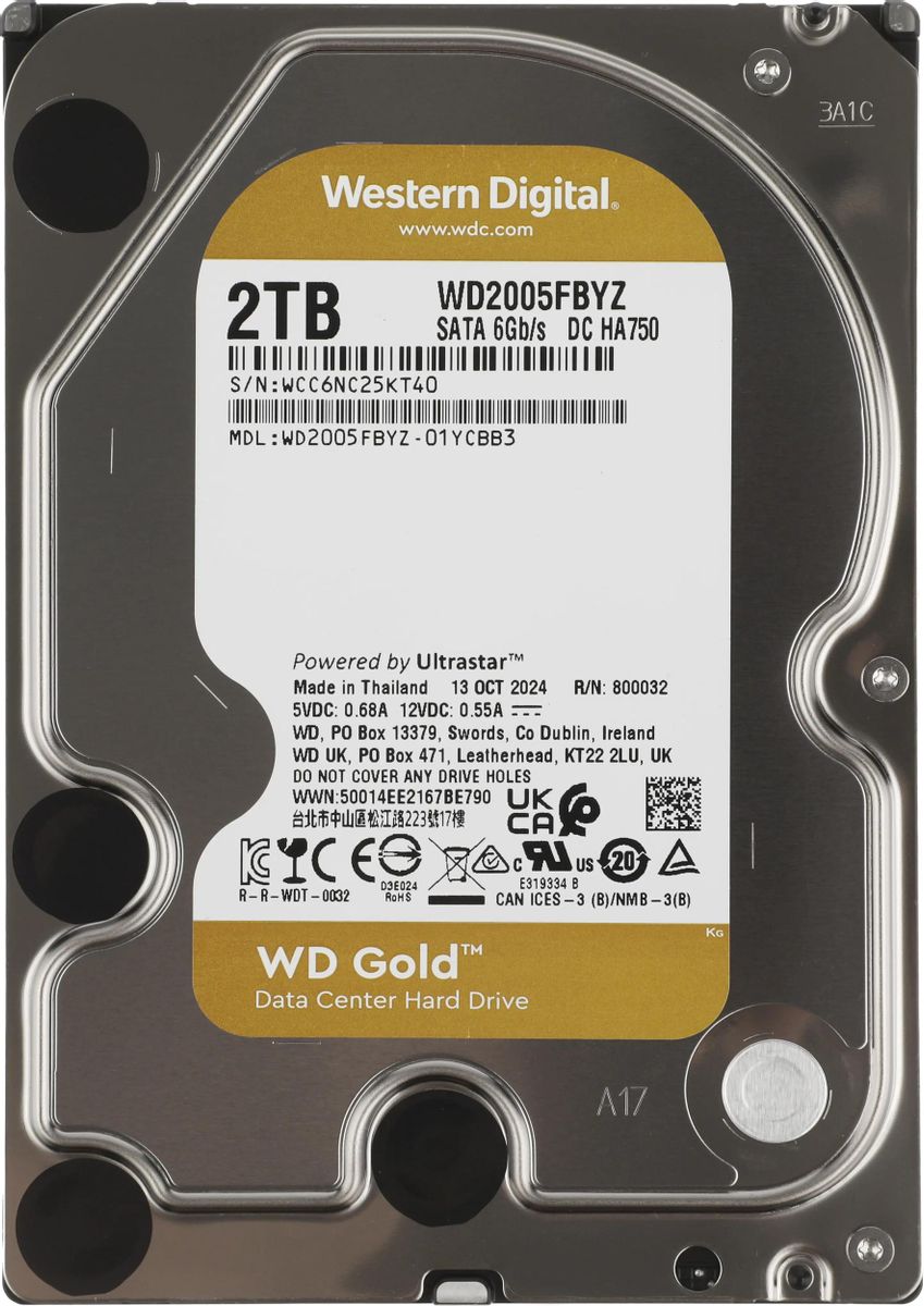 Жесткий диск WD Gold WD2005FBYZ,  2ТБ,  HDD,  SATA III,  3.5"
