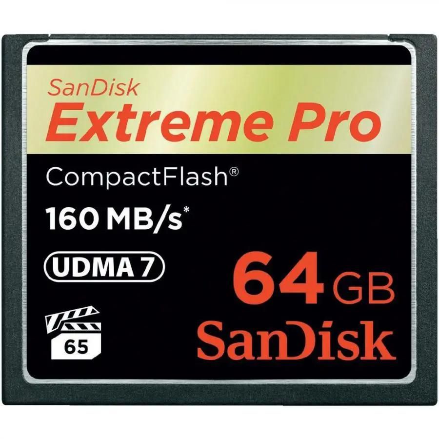 Карта памяти CF Sandisk Extreme Pro 64 ГБ, 160 МБ/с, SDCFXPS-064G-X46,  1 шт.