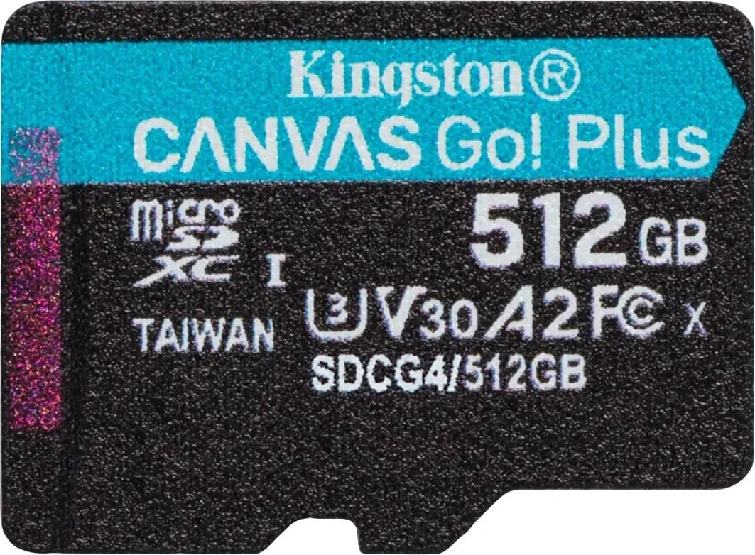 Карта памяти microSDXC UHS-I Kingston Canvas Go! Plus 512 ГБ, 200 МБ/с, Class 10, SDCG4/512GBSP,  1 шт., без адаптера