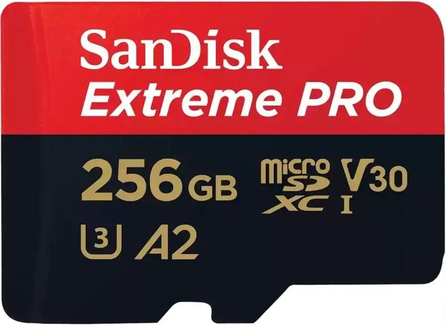 Карта памяти microSDXC UHS-I U3 Sandisk Extreme Pro 256 ГБ, 200 МБ/с, Class 10, SDSQXCD-256G-GN6MA,  1 шт., переходник SD