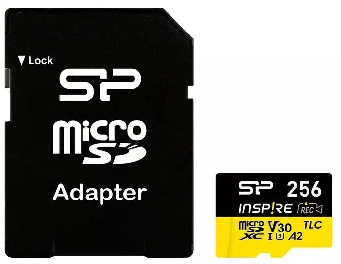 Карта памяти microSDXC UHS-I U3 Silicon Power Inspire 256 ГБ, 170 МБ/с, Class 10, SP256GBSTXLA2V1NSP,  1 шт., с адаптером