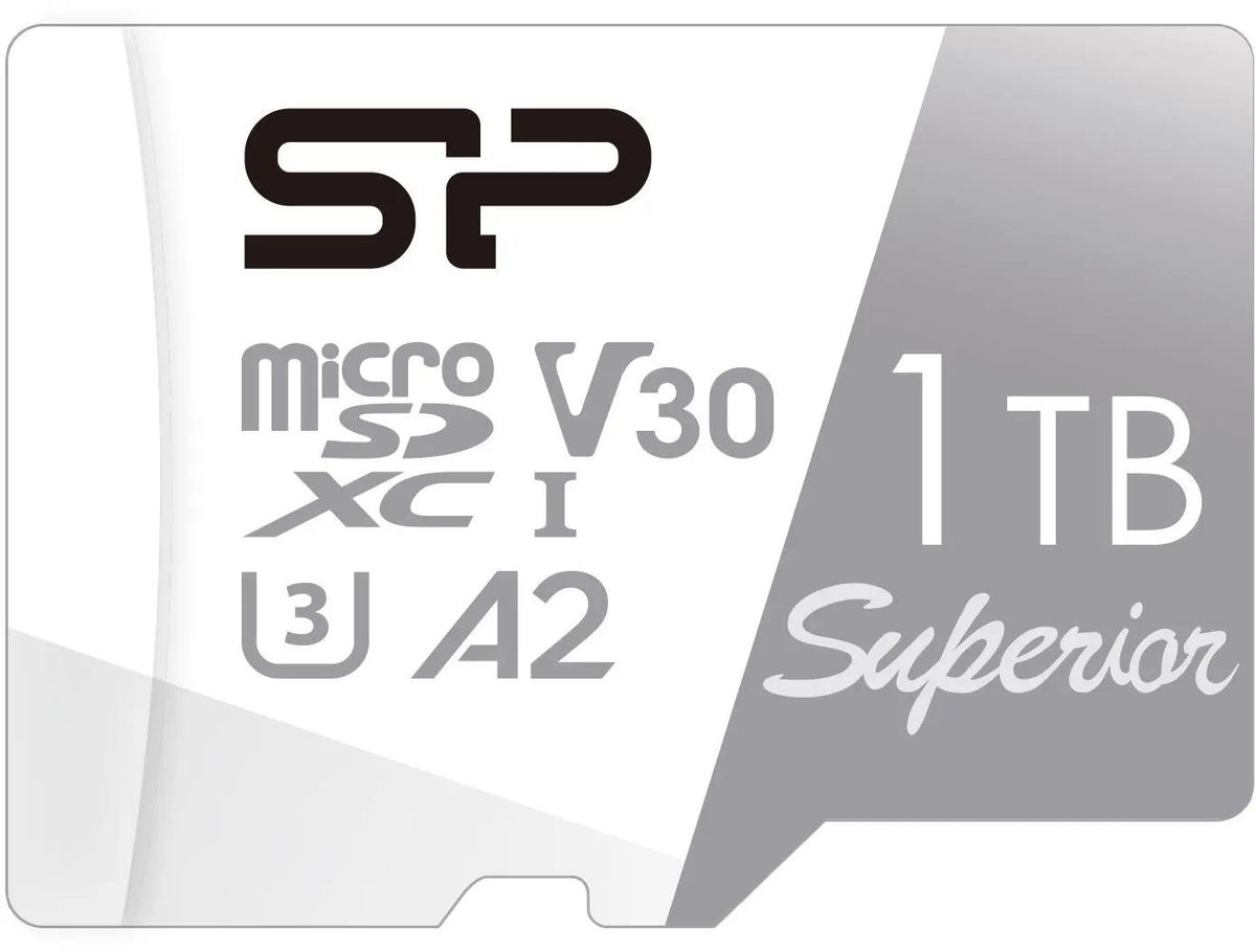 Карта памяти microSDXC UHS-I U3 Silicon Power Superior 1024 ГБ, 100 МБ/с, Class 10, SP001TBSTXDA2V20,  1 шт., без адаптера