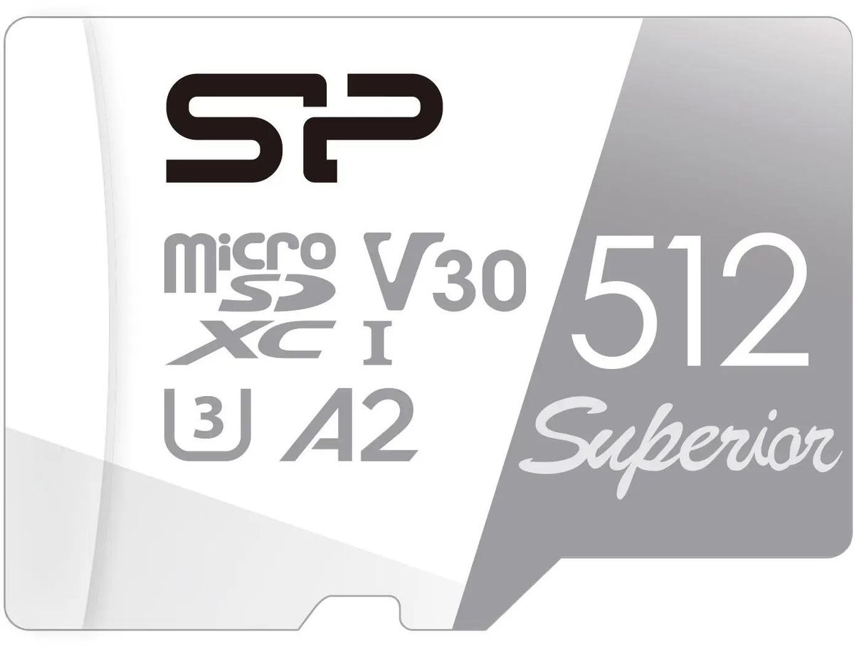 Карта памяти microSDXC UHS-I U3 Silicon Power Superior 512 ГБ, 100 МБ/с, Class 10, SP512GBSTXDA2V20,  1 шт., без адаптера
