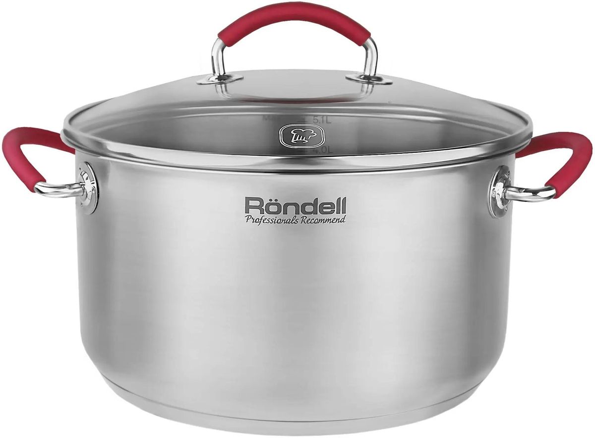 Кастрюля 5.1л Rondell Sorge RDS-1221,  нержавеющая сталь, с крышкой