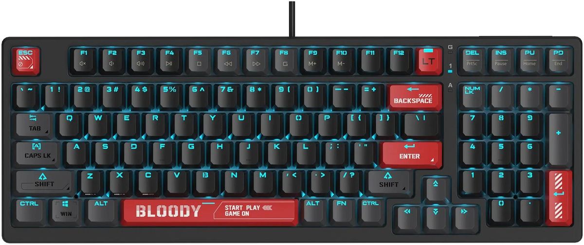 Клавиатура A4TECH Bloody AT98,  USB, черный + красный