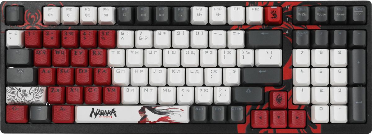 Клавиатура A4TECH Bloody S98 Naraka,  USB, черный + красный