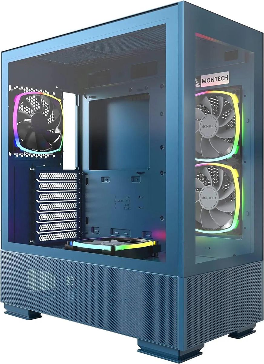Корпус ATX MONTECH Sky Two Morocco, Midi-Tower, без БП,  голубой