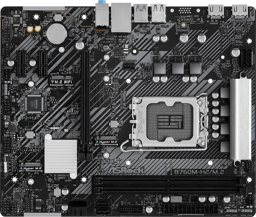 Материнская плата ASROCK B760M-H2/M.2, LGA 1700, Intel B760, mATX, Ret