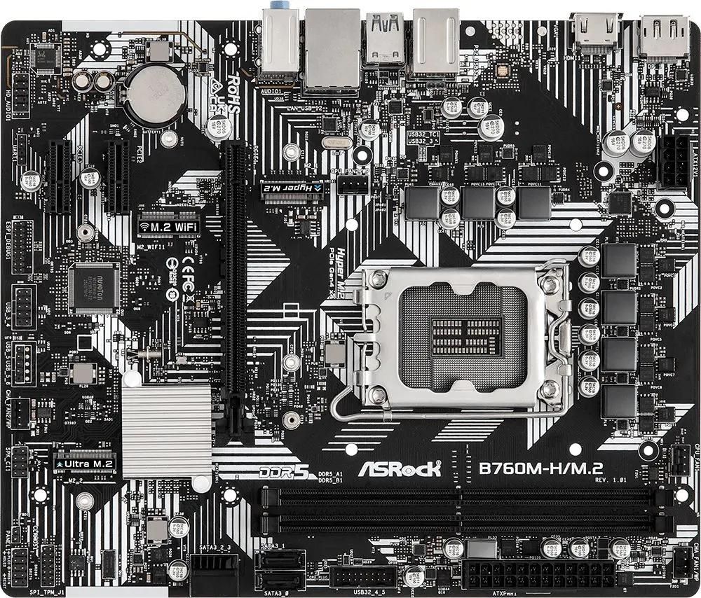 Материнская плата ASROCK B760M-H/M.2, LGA 1700, Intel B760, mATX, Ret