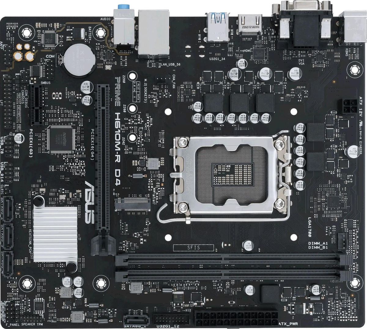 Материнская плата ASUS PRIME H610M-R D4-SI, LGA 1700, Intel H610, mATX, Ret (White Box)