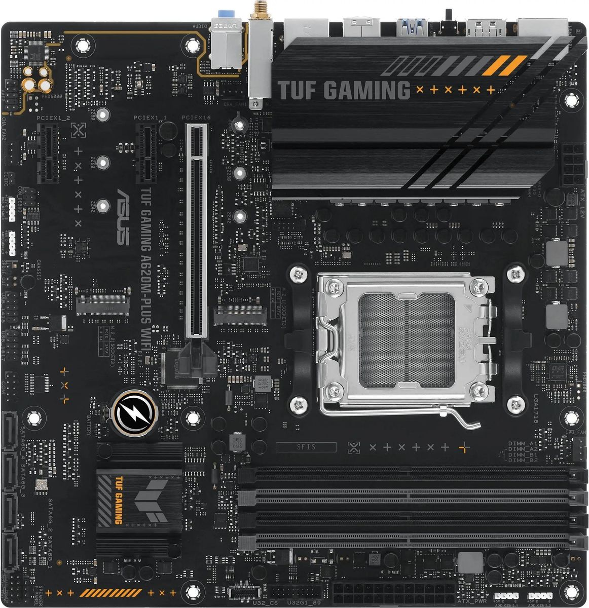 Материнская плата ASUS TUF GAMING A620M-PLUS WIFI, SocketAM5, AMD A620, mATX, Ret